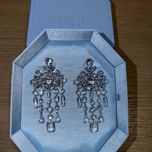 Swarosvki Clear Crystal Chandelier Earrings - Silver Tone